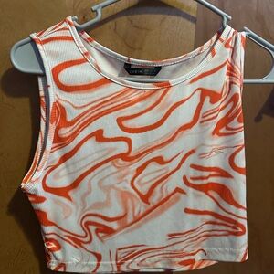 SHEIN Orange Graphic Crop Tank Top